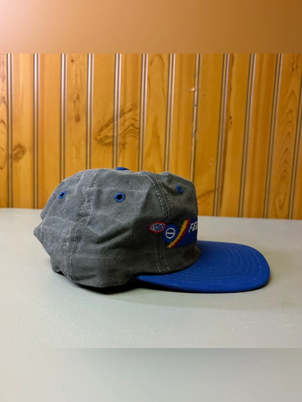 Blue and Charcoal Vintage Strapback Cap